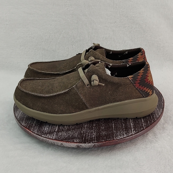 Ariat Men's Hilo Stretch Lace Dark Tan and Rust Aztec Shoe 10040445 - Picture 5 of 8